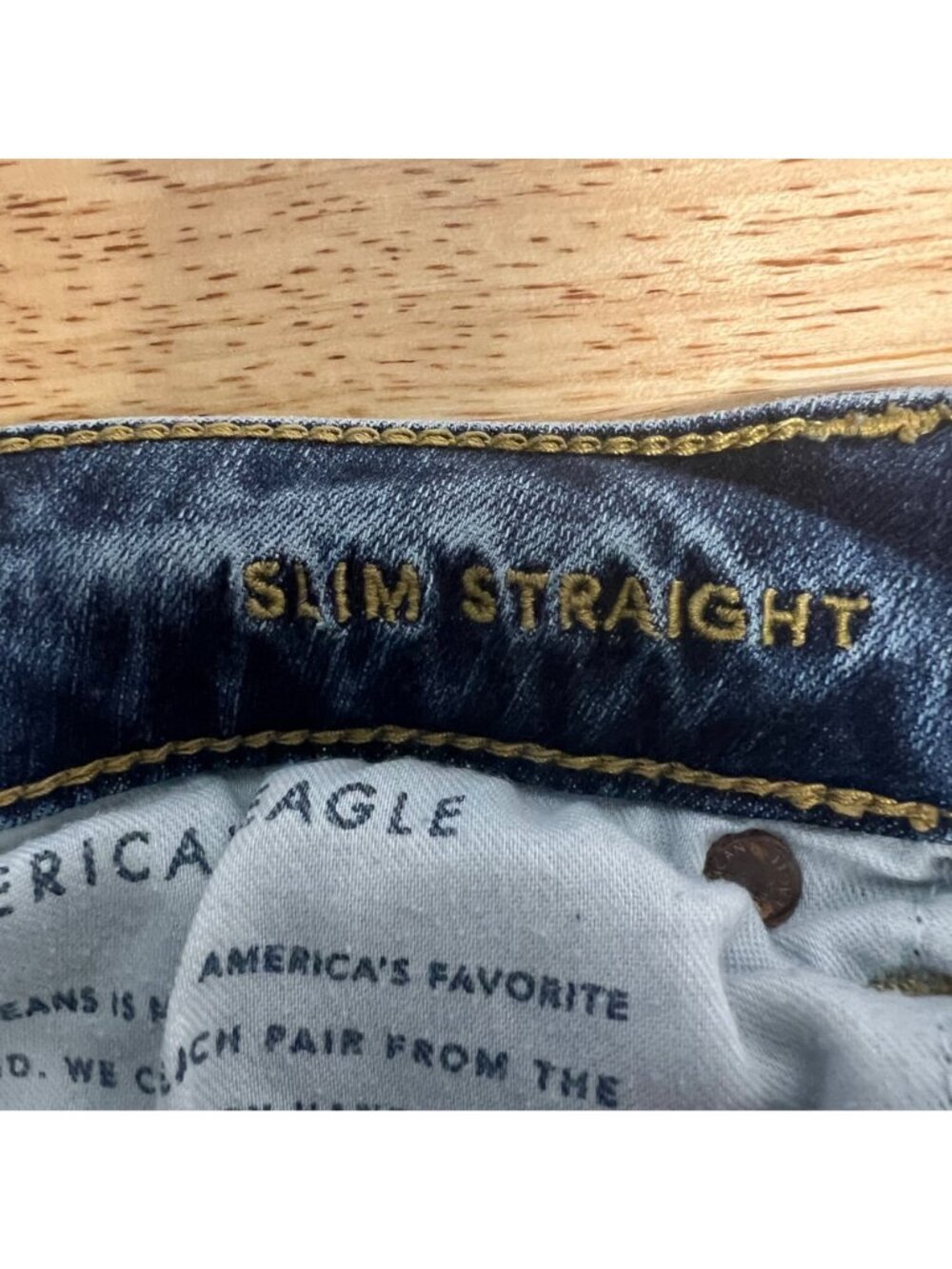 American Eagle Men’s Slim Straight Leg Jeans Blue Size 31x32 - Picture 8 of 9